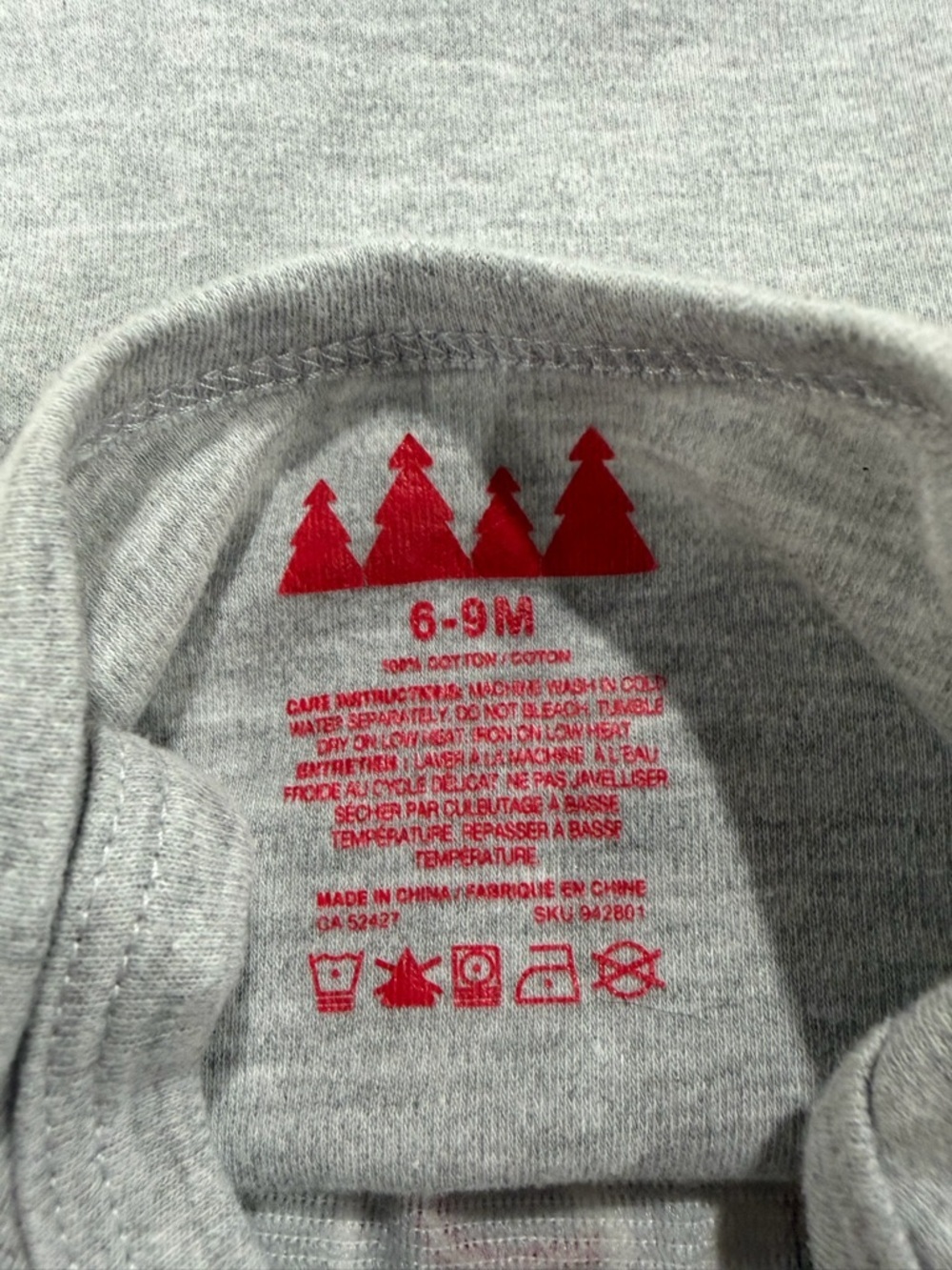 7/$20 My First Christmas Grey Baby One-Piece with Santa Image Onesie 6-9 Months - Picture 4 of 4